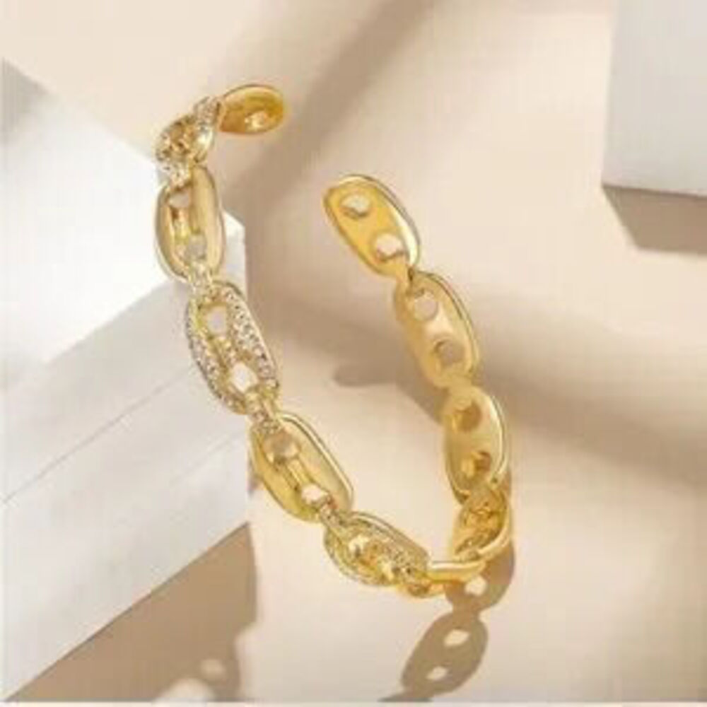 14k Gold Plated Hollow CZ Bracelet